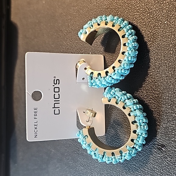 Chico's Turquoise Hoop Earrings - Picture 3 of 4